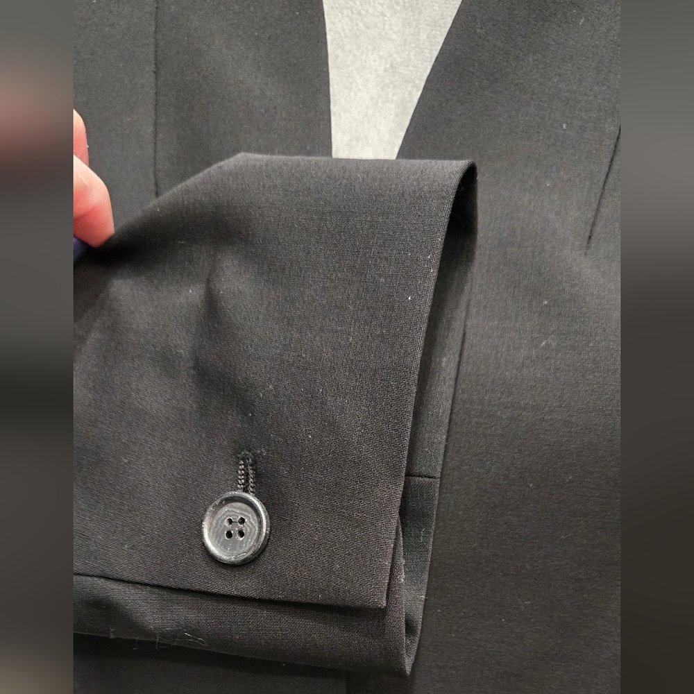 Talbots Black Jacket Single Button Wool-Blend Pep… - image 4